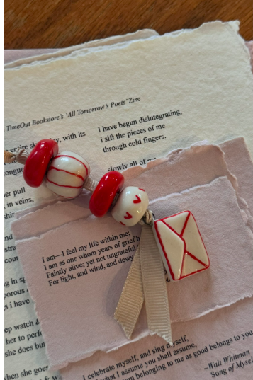 Bookmark with ceramic beads and a tiny envelope charm
