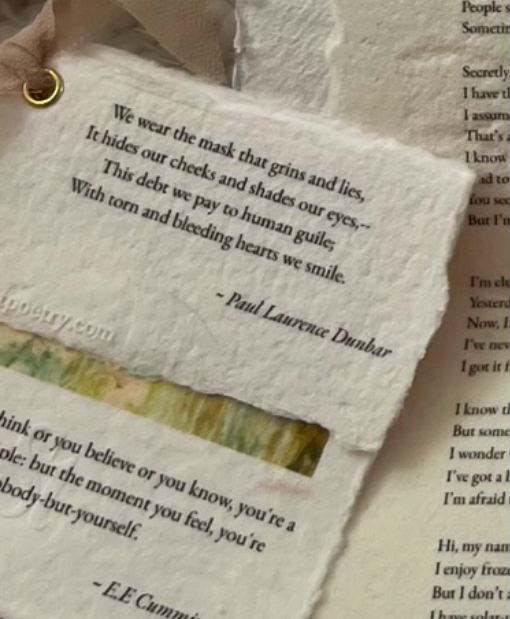 A poem printed on torn handmade paper